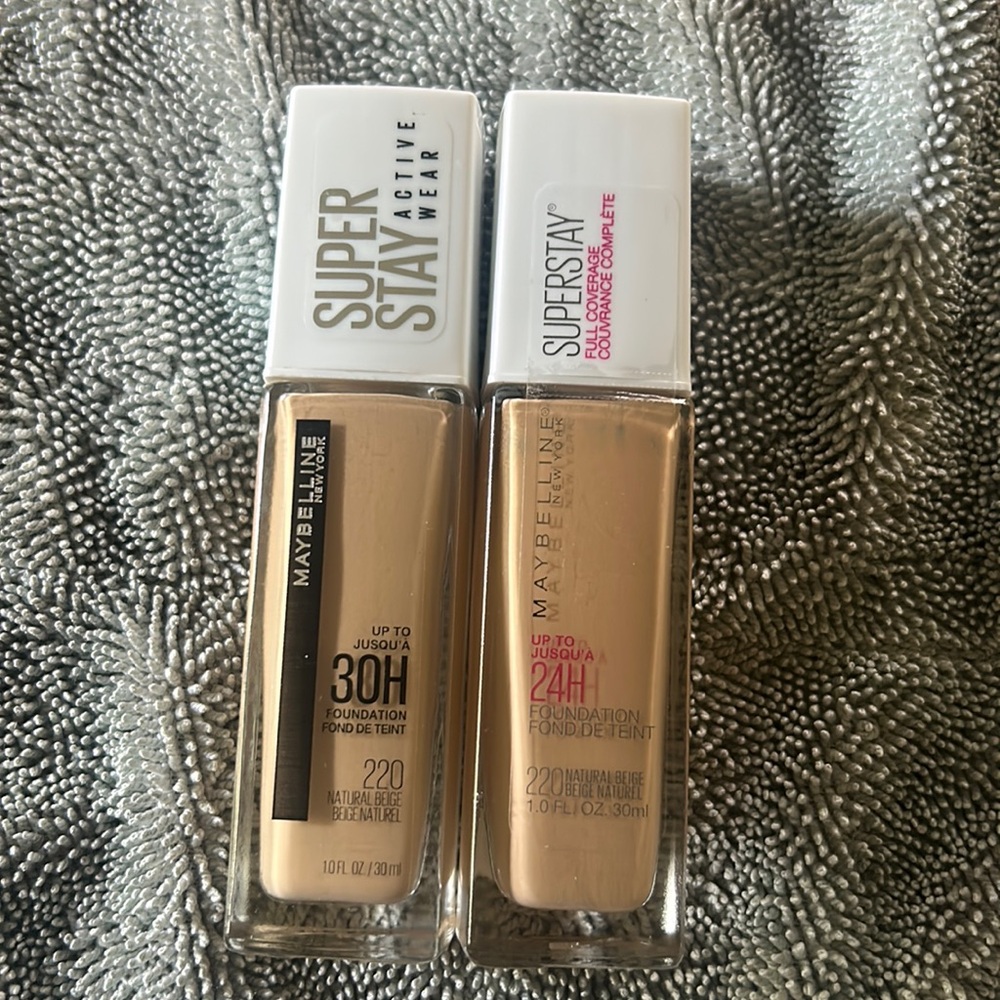 2x #220 Natural Beige - Maybelline Super Stay Active Wear Foundation 24 & 30Hr